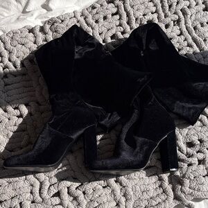 Steve Madden Black Velvet Over The Knee Heeled Boots